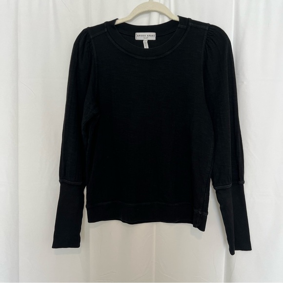 APIECE APART Olimpio Organic Cotton Sweatshirt Women's Sz XS Black Puff Sleeve - Picture 7 of 10